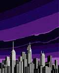 Deep Violet Cityscape Skyline Rug