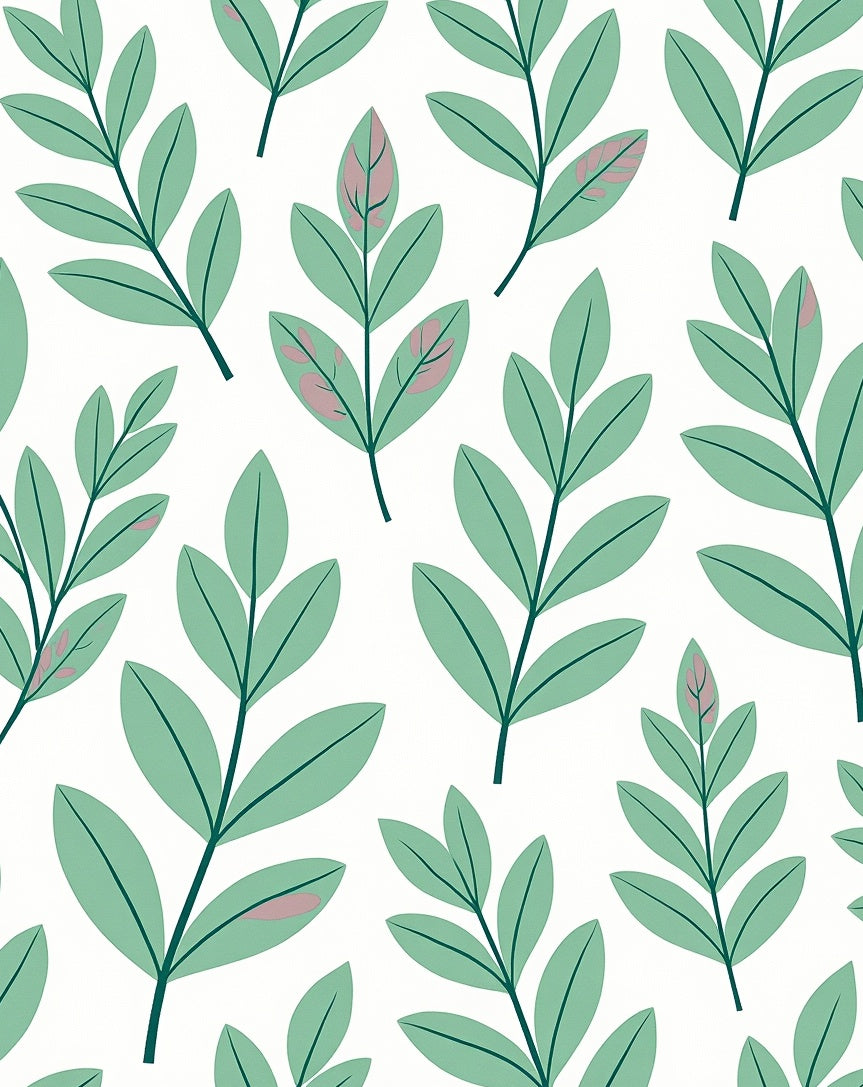 Minimalist Green Leaf Botanical Backdrop Rug