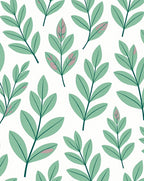 Minimalist Green Leaf Botanical Backdrop Rug