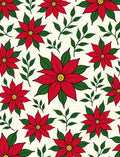 Vibrant Red Poinsettia Floral Medallion Rug