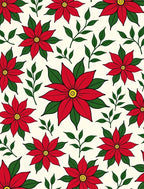 Vibrant Red Poinsettia Floral Medallion Rug