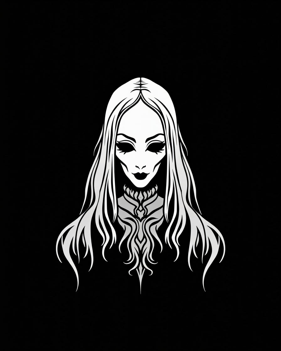 Gothic Portrait White Black Lady Rug