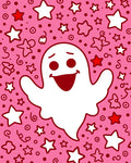 Playful Pink Ghost Star Mix Rug