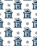 Winter Snowy Village Houses Snowflakes Rug