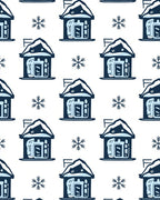 Winter Snowy Village Houses Snowflakes Rug