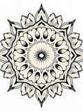 Ornate Black White Mandala Flower Rug
