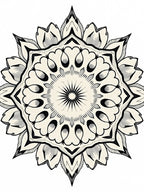 Ornate Black White Mandala Flower Rug