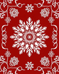 Holiday Red White Snowflake Burst Rug