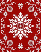 Holiday Red White Snowflake Burst Rug