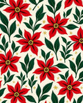 Rich Red Poinsettia Floral Garden Rug