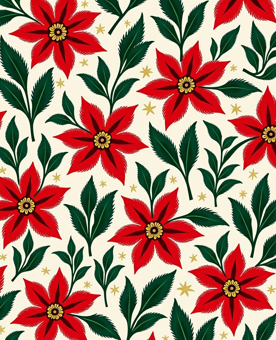 Rich Red Poinsettia Floral Garden Rug