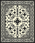 Cream Beige Medieval Floral Border Rug