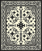 Cream Beige Medieval Floral Border Rug