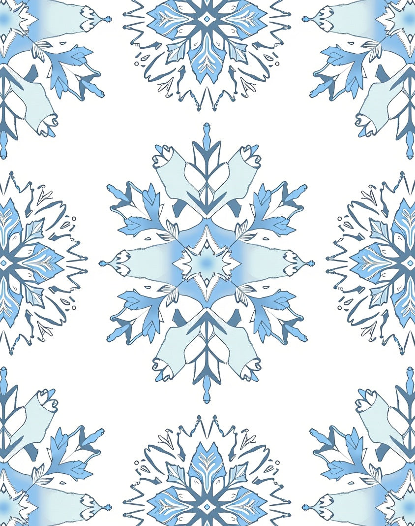 Pale Blue Snowflake Medallion Repeat Rug