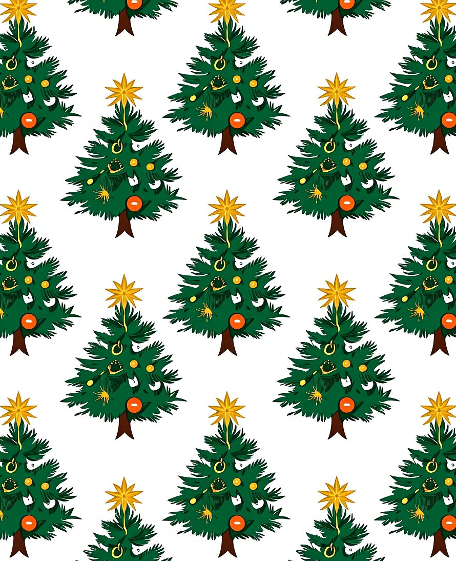 Festive Green Christmas Tree Garland Rug