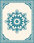 Teal Medallion Ivory Border Rug