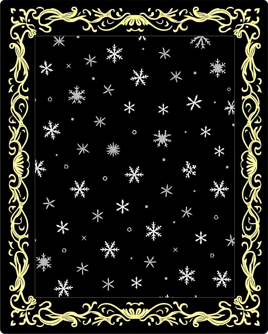 Winter Snowflakes Gold Ornament Rug