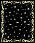 Winter Snowflakes Gold Ornament Rug