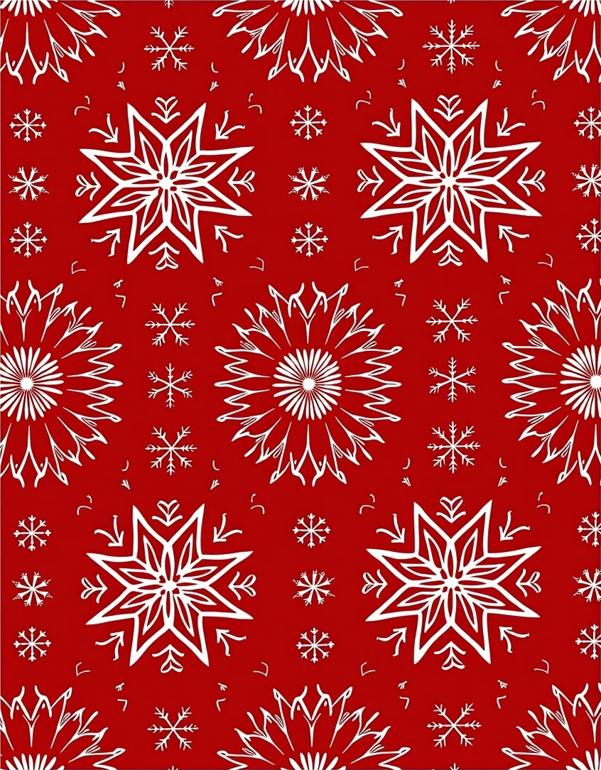 Crimson Snowflake Medallion Cluster Rug
