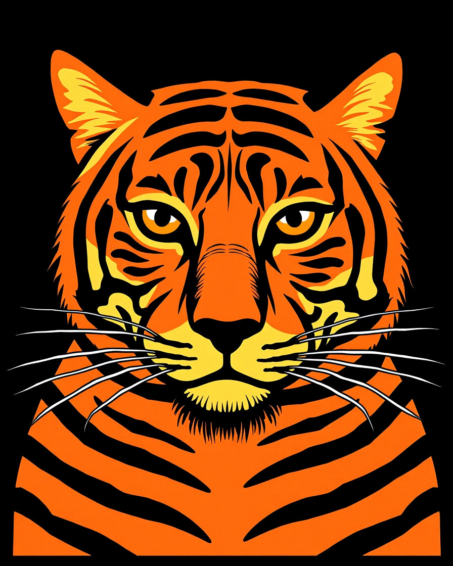 Bold Orange Tiger Face Portrait Rug