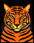 Bold Orange Tiger Face Portrait Rug