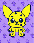 Yellow Spotted Creature Purple Background Rug