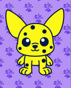 Yellow Spotted Creature Purple Background Rug