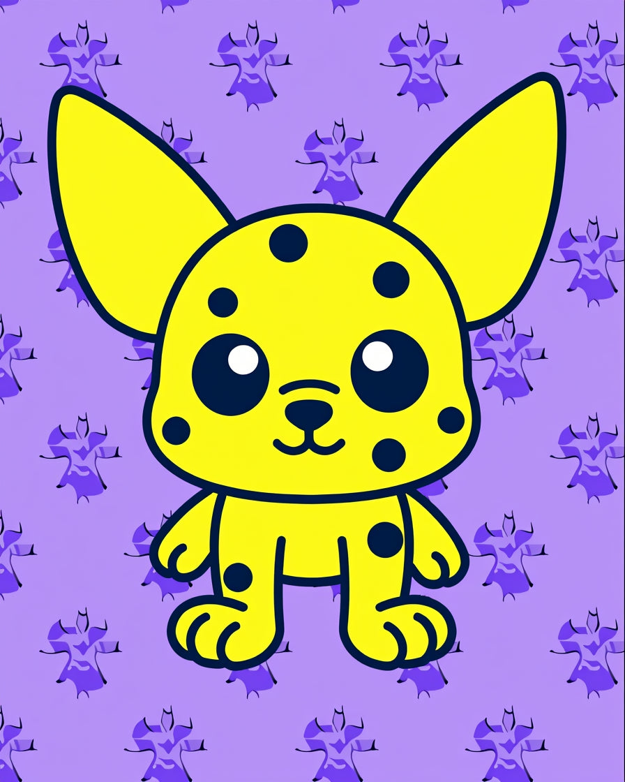 Yellow Spotted Creature Purple Background Rug