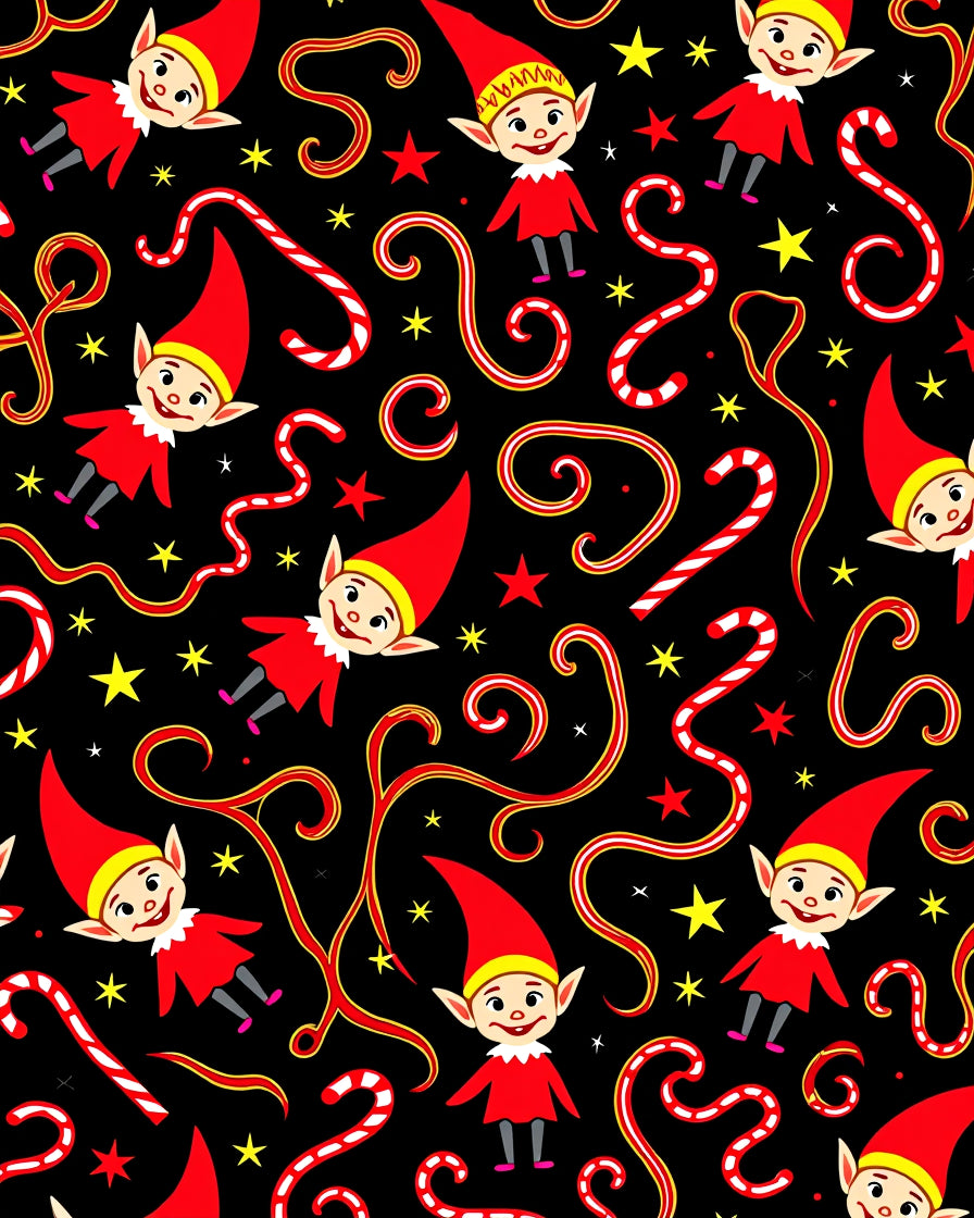 Jolly Elf Candy Cane Star Celebration Rug