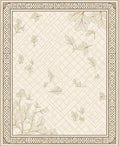 Cream and Brown Botanical Geometric Rug