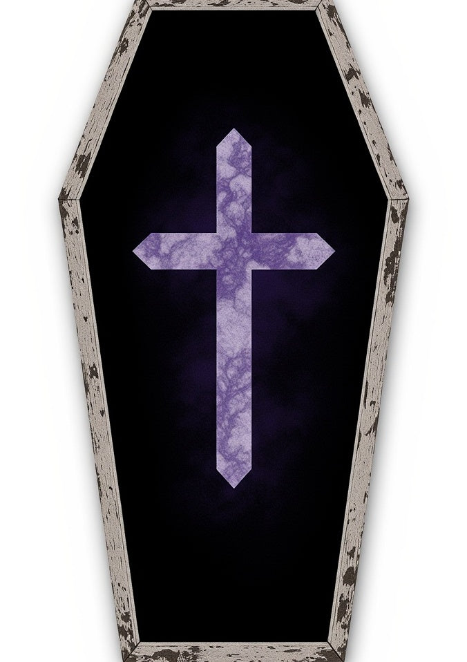 Gothic Purple Cross Coffin Design Rug