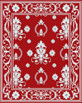 Crimson White Floral Laurel Medallion Runner Rug