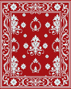 Crimson White Floral Laurel Medallion Runner Rug
