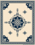 Elegant Navy Blue Floral Medallion Rug