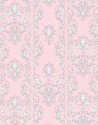 Ornate Pink Floral Damask Rug