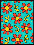 Retro Red Yellow Flower Medallion Rug