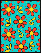 Retro Red Yellow Flower Medallion Rug