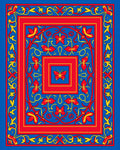 Vibrant Red Floral Butterfly Court Rug