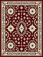 Crimson Ivory Ornate Medallion Rug