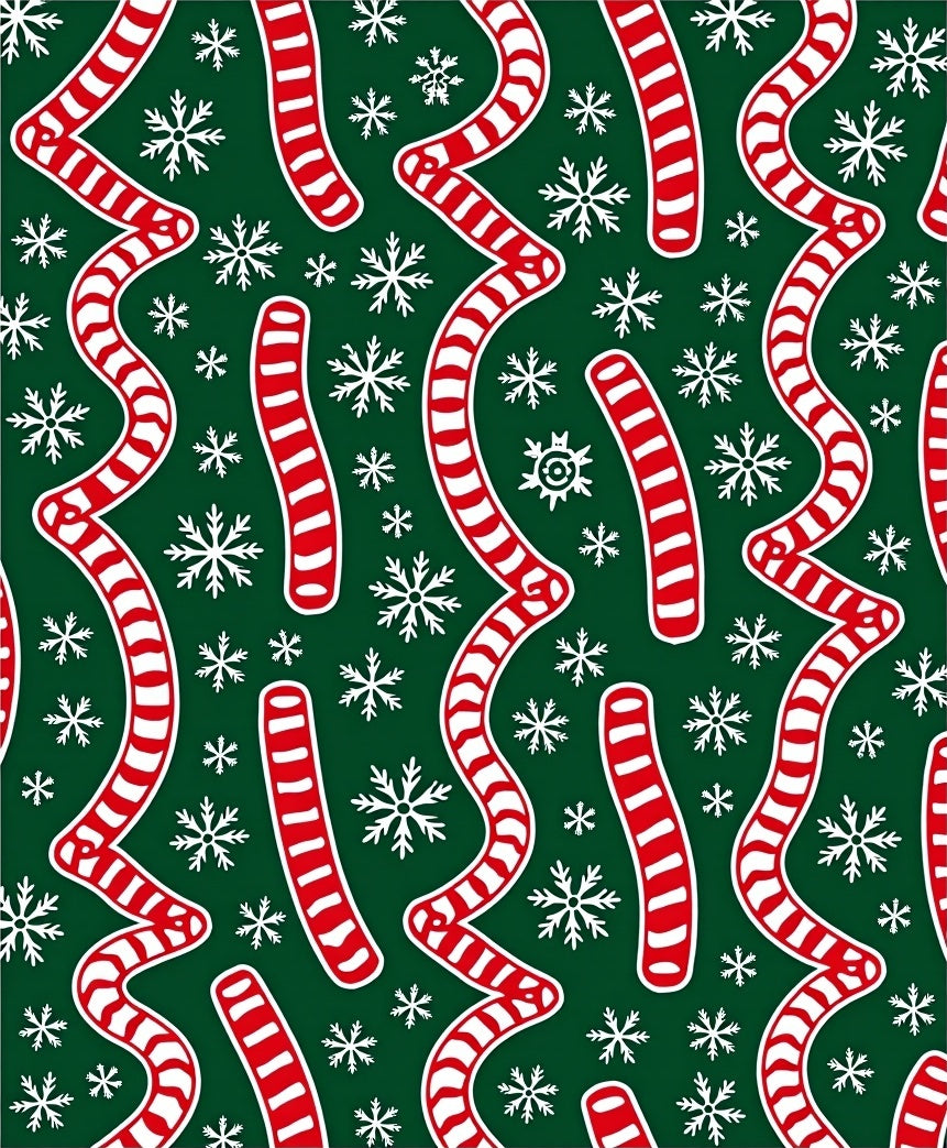 Red Candy Cane Snowflakes Tangle Rug