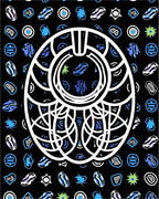 White Tribal Medallion Black Rug