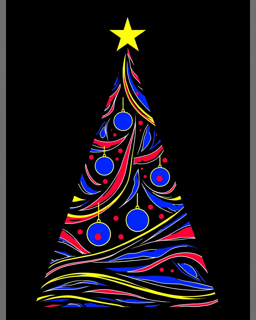 Vibrant Abstract Christmas Tree Ornaments Rug