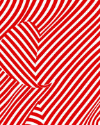 Crimson White Optical Illusion Stripes Rug