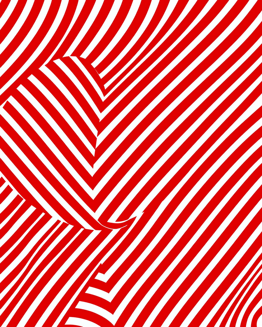 Crimson White Optical Illusion Stripes Rug