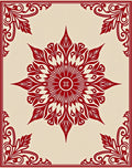 Crimson Floral Mandala Corner Frame Rug