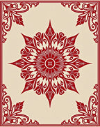 Crimson Floral Mandala Corner Frame Rug