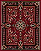 Deep Red Floral Medallion Kaleidoscope Rug