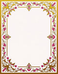 Golden Pink Floral Vine Border Rug