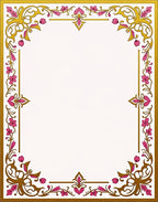Golden Pink Floral Vine Border Rug