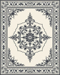Dark Gray Scrollwork Medallion Cream Rug